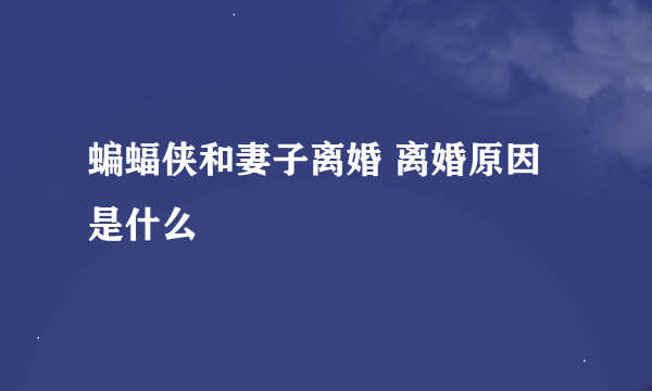 蝙蝠侠和妻子离婚 离婚原因是什么