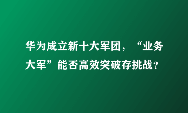 华为成立新十大军团，“业务大军”能否高效突破存挑战？