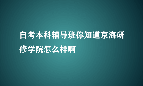 自考本科辅导班你知道京海研修学院怎么样啊