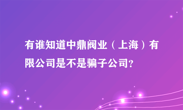 有谁知道中鼎阀业（上海）有限公司是不是骗子公司？