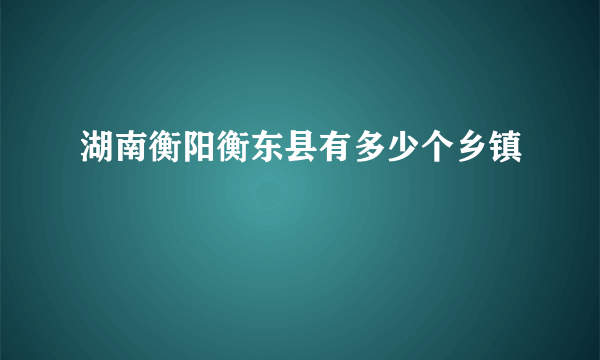 湖南衡阳衡东县有多少个乡镇