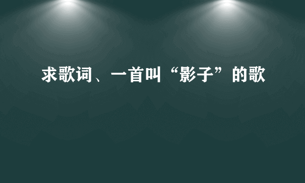 求歌词、一首叫“影子”的歌