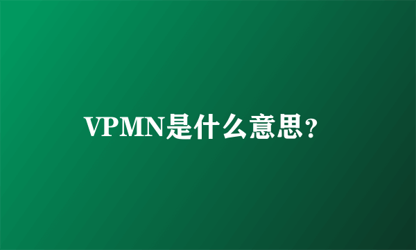 VPMN是什么意思？