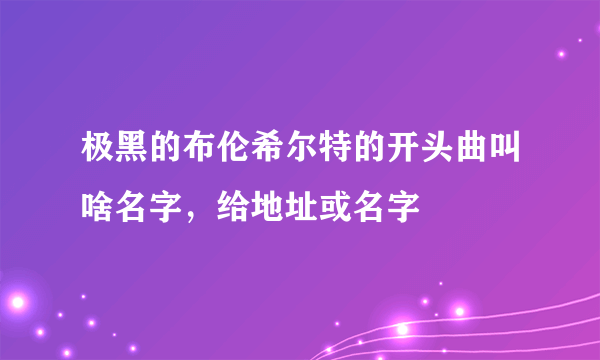 极黑的布伦希尔特的开头曲叫啥名字，给地址或名字