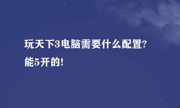 玩天下3电脑需要什么配置? 能5开的!