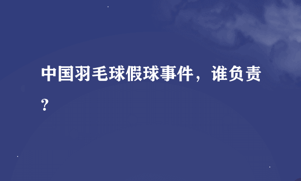 中国羽毛球假球事件，谁负责？