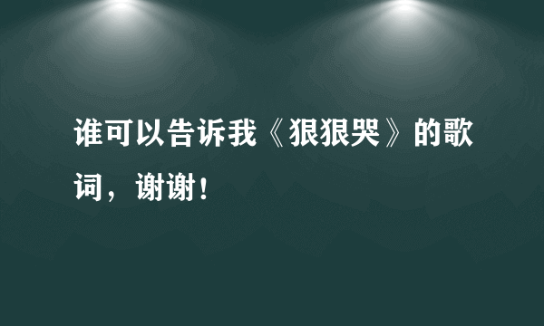 谁可以告诉我《狠狠哭》的歌词，谢谢！