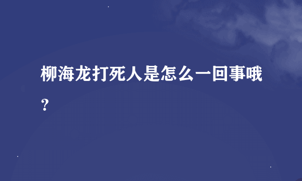 柳海龙打死人是怎么一回事哦？