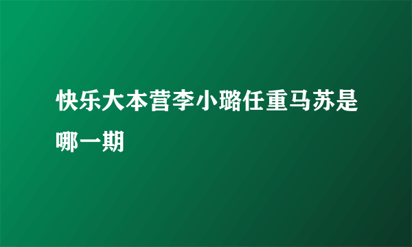 快乐大本营李小璐任重马苏是哪一期