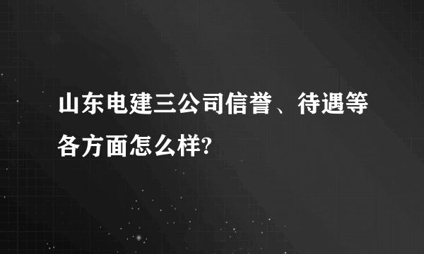 山东电建三公司信誉、待遇等各方面怎么样?