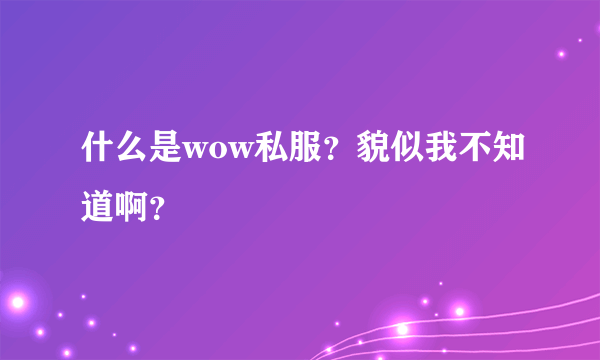 什么是wow私服？貌似我不知道啊？