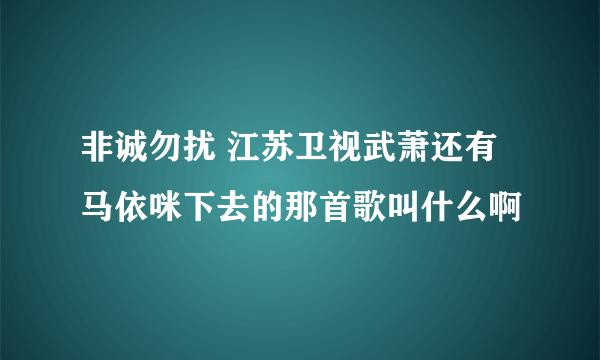 非诚勿扰 江苏卫视武萧还有马依咪下去的那首歌叫什么啊