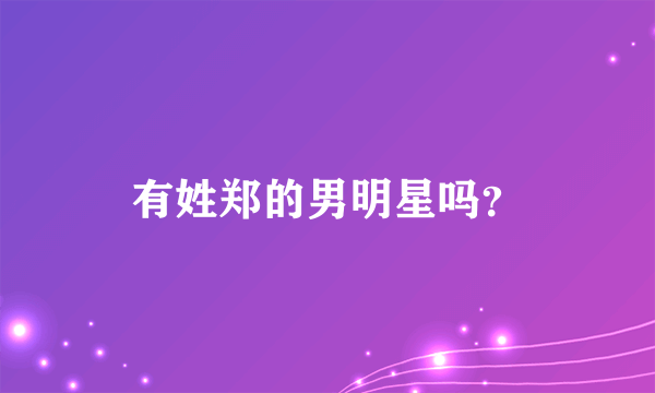 有姓郑的男明星吗？