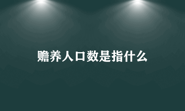 赡养人口数是指什么