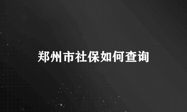 郑州市社保如何查询