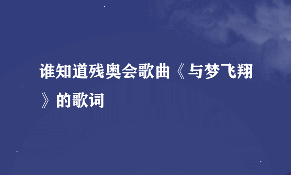 谁知道残奥会歌曲《与梦飞翔》的歌词