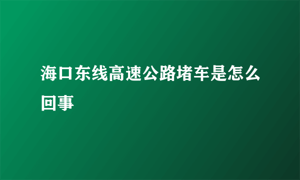 海口东线高速公路堵车是怎么回事