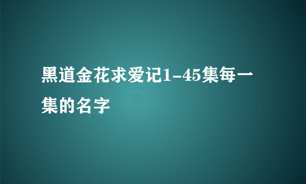 黑道金花求爱记1-45集每一集的名字