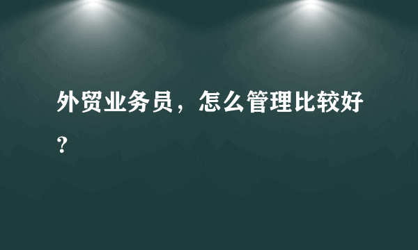 外贸业务员，怎么管理比较好？