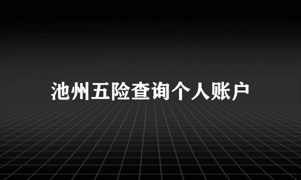 池州五险查询个人账户