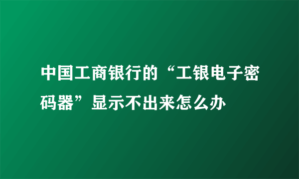 中国工商银行的“工银电子密码器”显示不出来怎么办