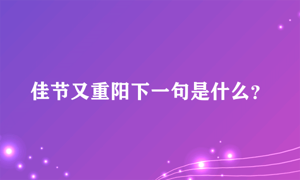 佳节又重阳下一句是什么？