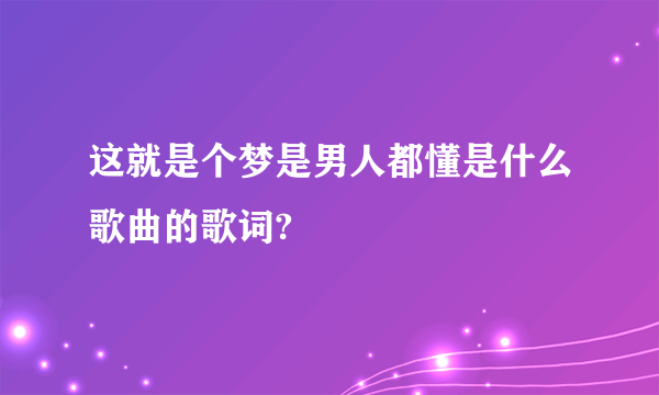 这就是个梦是男人都懂是什么歌曲的歌词?