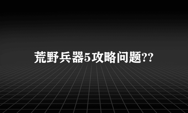 荒野兵器5攻略问题??