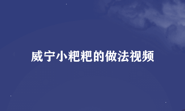 威宁小粑粑的做法视频