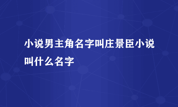 小说男主角名字叫庄景臣小说叫什么名字