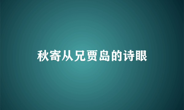 秋寄从兄贾岛的诗眼