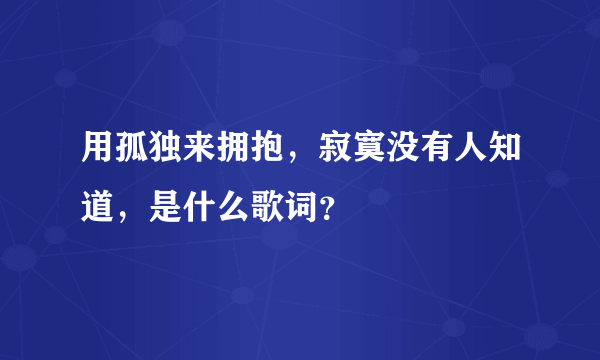 用孤独来拥抱，寂寞没有人知道，是什么歌词？