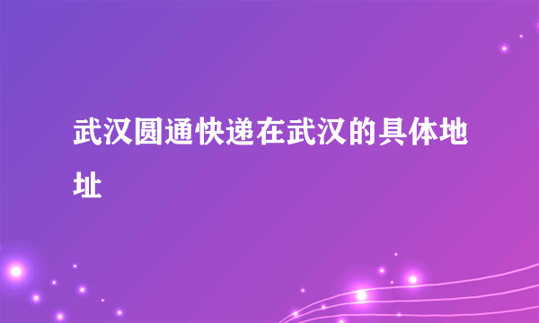 武汉圆通快递在武汉的具体地址