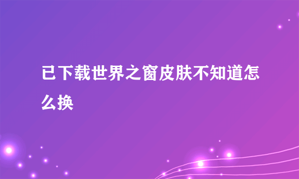 已下载世界之窗皮肤不知道怎么换