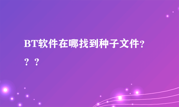 BT软件在哪找到种子文件？？？