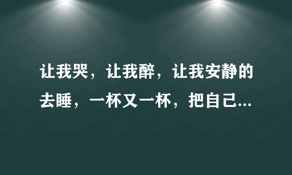 让我哭，让我醉，让我安静的去睡，一杯又一杯，把自己灌醉，我的心的已经被你给撕碎，这首歌叫什么名啊？