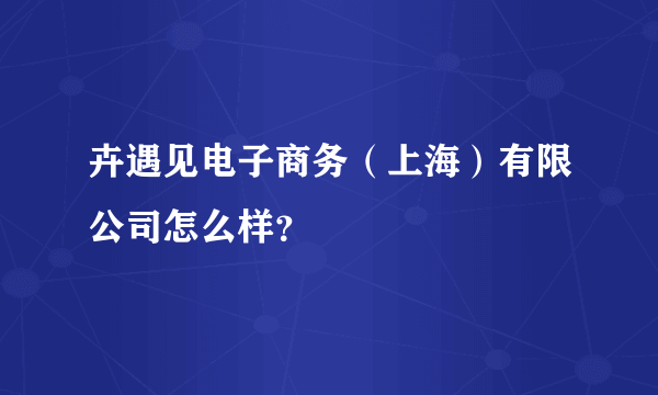 卉遇见电子商务（上海）有限公司怎么样？