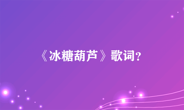 《冰糖葫芦》歌词？