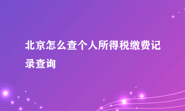 北京怎么查个人所得税缴费记录查询