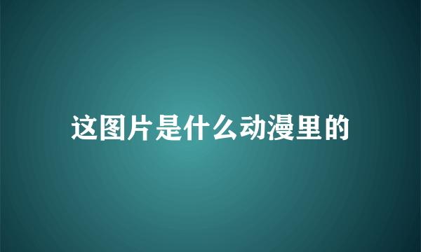 这图片是什么动漫里的