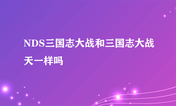 NDS三国志大战和三国志大战天一样吗