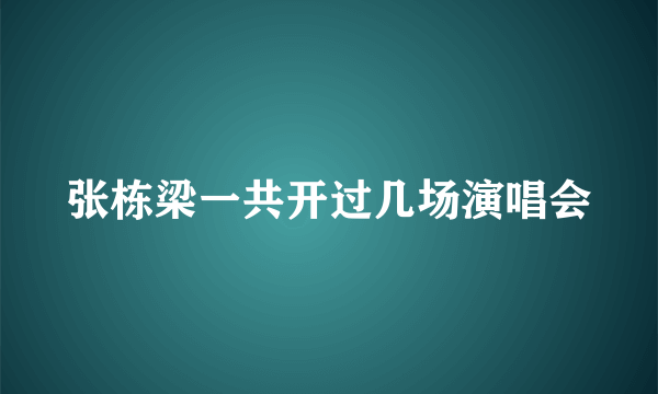 张栋梁一共开过几场演唱会