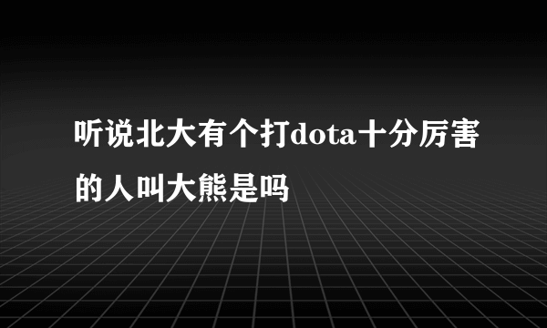 听说北大有个打dota十分厉害的人叫大熊是吗