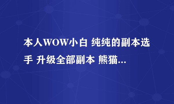 本人WOW小白 纯纯的副本选手 升级全部副本 熊猫人5.0版本 正义点数 在那里换装备 可以换到什么