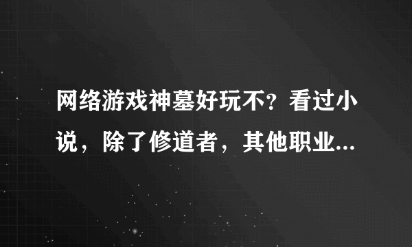 网络游戏神墓好玩不？看过小说，除了修道者，其他职业可以飞吗