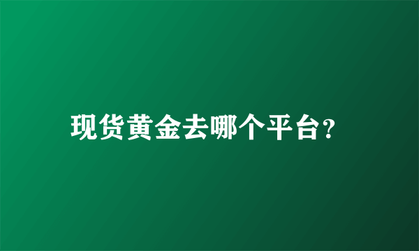 现货黄金去哪个平台？