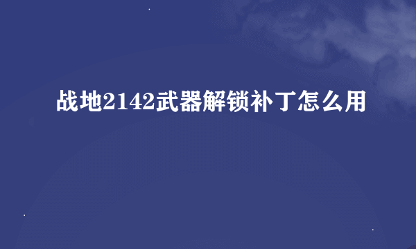 战地2142武器解锁补丁怎么用