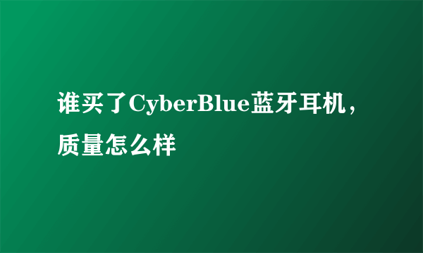 谁买了CyberBlue蓝牙耳机，质量怎么样