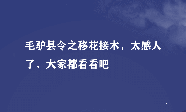 毛驴县令之移花接木，太感人了，大家都看看吧