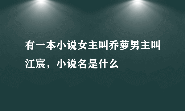 有一本小说女主叫乔萝男主叫江宸，小说名是什么